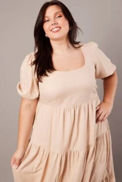 Beige Scoop Neck Linen Maxidress With Pockets 8 Beige Scoop Neck Linen Maxidress With Pockets -You And All Fashion Store cdd1689r 59a oatmeal 3