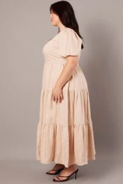 Beige Scoop Neck Linen Maxidress With Pockets 9 Beige Scoop Neck Linen Maxidress With Pockets -You And All Fashion Store cdd1689r 59a oatmeal 4