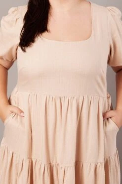 Beige Scoop Neck Linen Maxidress With Pockets 11 Beige Scoop Neck Linen Maxidress With Pockets -You And All Fashion Store cdd1689r 59a oatmeal 6