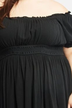 Black Shirred Waist Crinkle Scoop Neck Minidress -You And All Fashion Store cdd1698a 34a black 6