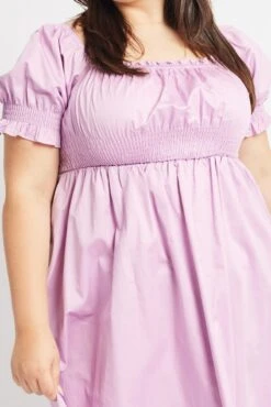 Purple Shirred Waist Cotton Poplin Minidress -You And All Fashion Store cdd1701 34ab lilac 6