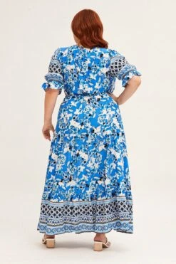 Boho Print Short Bubble Sleeve Boho Print Maxi Dress -You And All Fashion Store cdd1708 33ab boho print 5