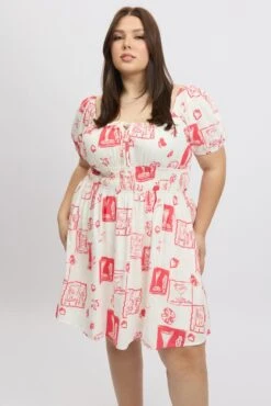 Red Abstract Scoop Neck Tie Front Minidress -You And All Fashion Store cdd1713bs 10ab abstract 3