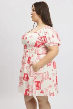 Red Abstract Scoop Neck Tie Front Minidress -You And All Fashion Store cdd1713bs 10ab abstract 4