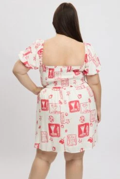 Red Abstract Scoop Neck Tie Front Minidress -You And All Fashion Store cdd1713bs 10ab abstract 5