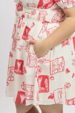 Red Abstract Scoop Neck Tie Front Minidress -You And All Fashion Store cdd1713bs 10ab abstract 6