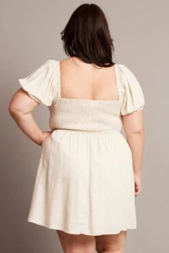 Beige Tie Front Scoop Neck Mini Dress 10 Beige Tie Front Scoop Neck Mini Dress -You And All Fashion Store cdd1713s 10a oatmeal 5