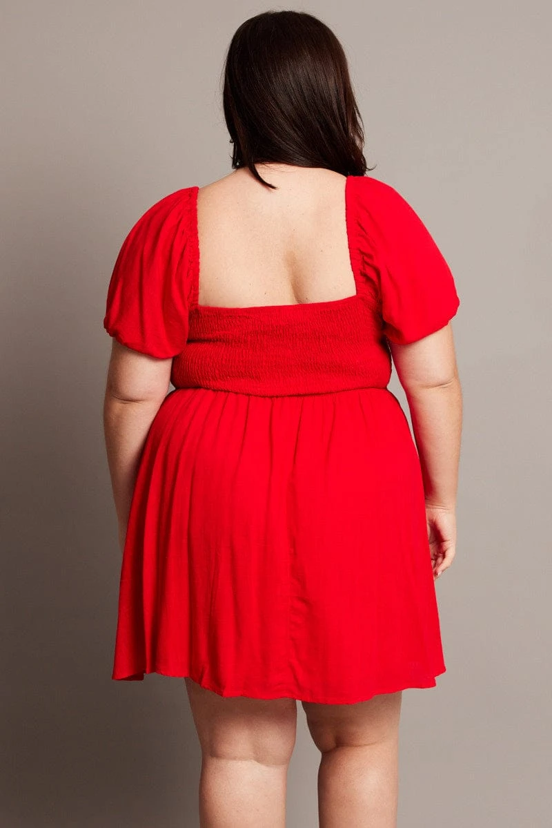 Red Tie Front Scoop Neck Mini Dress 5 Red Tie Front Scoop Neck Mini Dress - Image 5