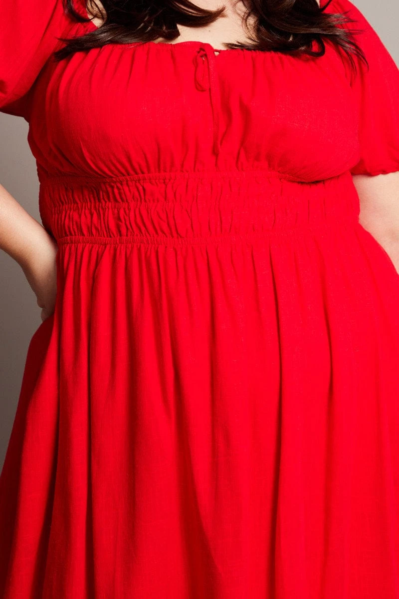 Red Tie Front Scoop Neck Mini Dress 6 Red Tie Front Scoop Neck Mini Dress - Image 6