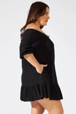 Black Off Shoulder Cotton Blend Dress -You And All Fashion Store cdd17603 33ab black 4