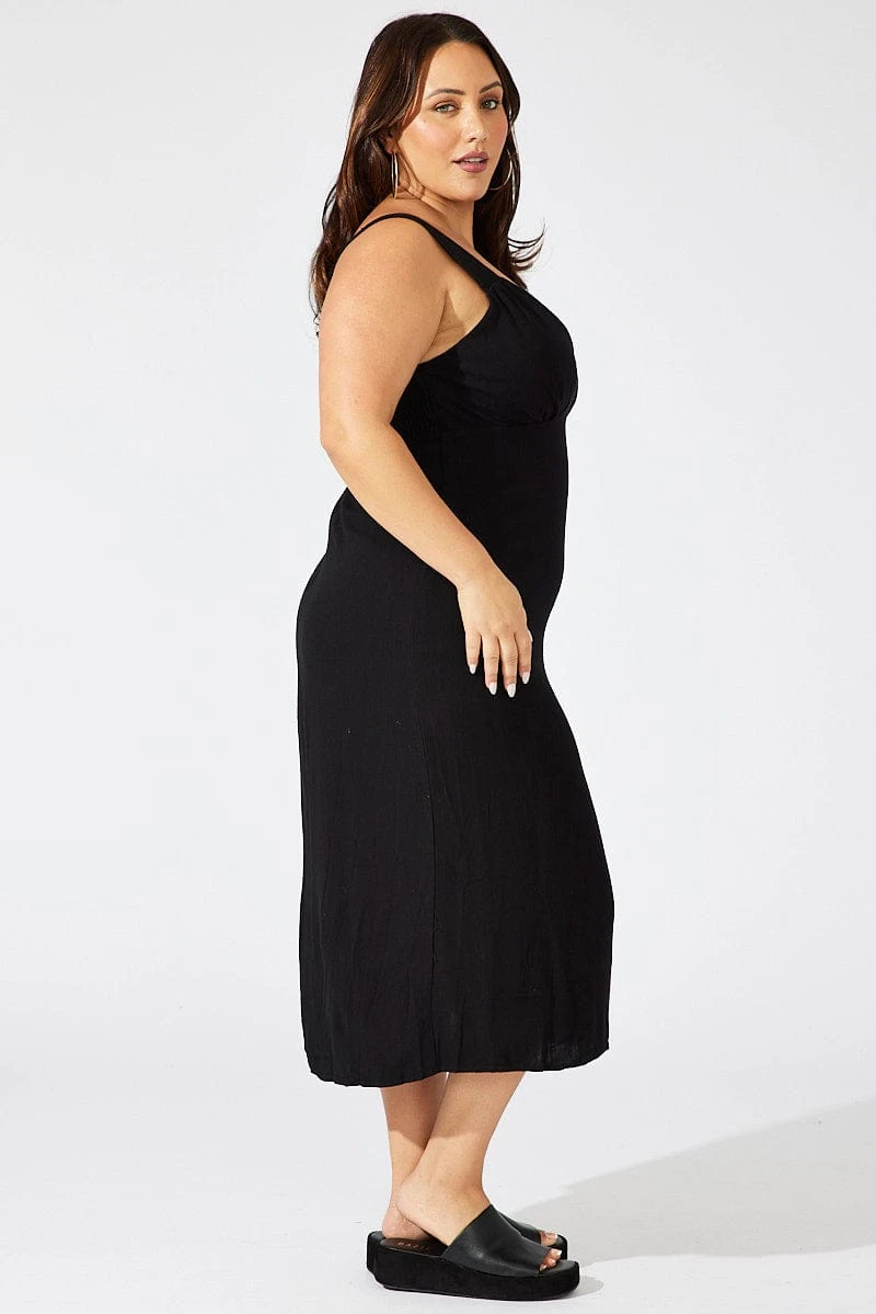 Black Slip Dress Sleeveless Linen Blend 4 Black Slip Dress Sleeveless Linen Blend - Image 4