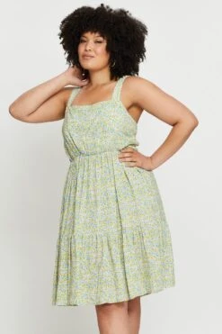 Floral Print Skater Dress Square Neck Sleeveless Tie -You And All Fashion Store cdd17768a 35lb floral prt 3