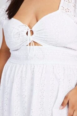 White Fit And Flare Dress Short Sleeve Embroidered -You And All Fashion Store cdd1862 84r white 6