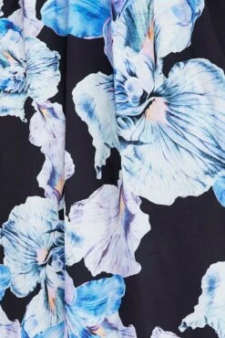 Black Floral Midi Dress Tie Front Puff Sleeve -You And All Fashion Store cdd2065a 34ab floral 6