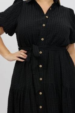 Black Midi Dress Short Sleeve Tiered Shirt -You And All Fashion Store cdd2101a 35rb black 6