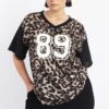 Black Animal Print Graphic Print Leopard Sport Top