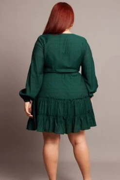 Green Button Through Long Sleeve Dress -You And All Fashion Store cdd2236pa 34a emerald 5