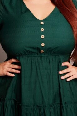 Green Button Through Long Sleeve Dress -You And All Fashion Store cdd2236pa 34a emerald 6