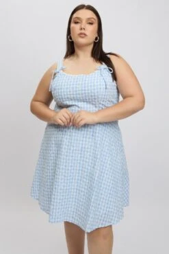 Blue Check Gingham Embroidered Mini Dress -You And All Fashion Store cdd2453 115ab check 3