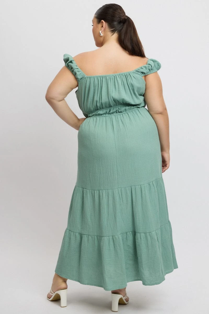 Green Midi Dress Short Sleeve Ruched 5 Green Midi Dress Short Sleeve Ruched - Image 5