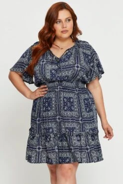 Paisley Pr Skater Dress V-neck Short Sleeve -You And All Fashion Store cdd25011c 33lb paisley pr 3