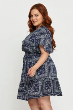 Paisley Pr Skater Dress V-neck Short Sleeve -You And All Fashion Store cdd25011c 33lb paisley pr 4