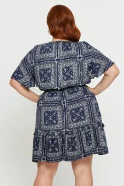 Paisley Pr Skater Dress V-neck Short Sleeve -You And All Fashion Store cdd25011c 33lb paisley pr 5