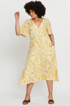 Floral Print Midi Dress V-neck Short Sleeve -You And All Fashion Store cdd25017 33lb floral prt 3