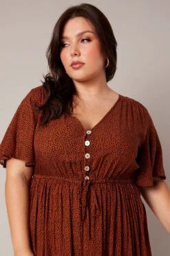 Brown Geo Shell Button Mini Dress 8 Brown Geo Shell Button Mini Dress -You And All Fashion Store cdd25064r 34a geo 3