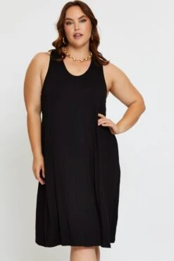 Black Smock Dress V-neck Sleeveless -You And All Fashion Store cdd25154 35lb black 3