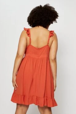 Brown Skater Dress V-neck Sleeveless Tie Front -You And All Fashion Store cdd25170 33lb rust 5 1