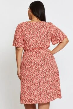 Ditsy Print Front Split Dress V-neck Short Sleeve -You And All Fashion Store cdd25180 33lb disty prt 5