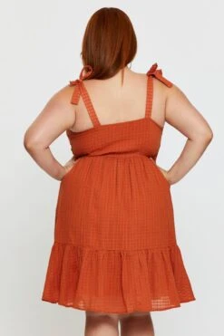 Orange Skater Dress Square Neck Sleeveless Tie -You And All Fashion Store cdd25189 35lb cognac 5