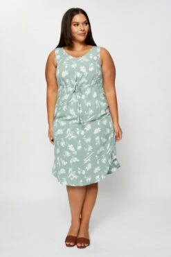 Floral Print Midi Dress Round Neck Sleeveless -You And All Fashion Store cdd25221 33lb floral prt 3