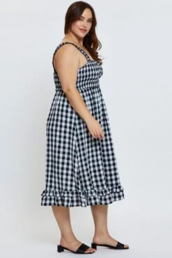 Check Midi Dress Square Neck Sleeveless -You And All Fashion Store cdd25225b 35lb floral prt 4