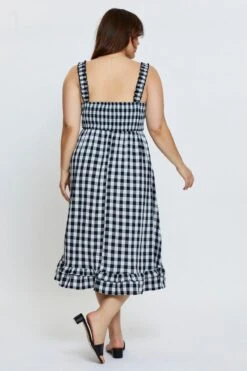 Check Midi Dress Square Neck Sleeveless -You And All Fashion Store cdd25225b 35lb floral prt 5