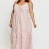 Check Maxi Dress V-neck Sleeveless