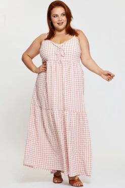 Check Maxi Dress V-neck Sleeveless -You And All Fashion Store cdd25226 35lb check 3