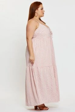 Check Maxi Dress V-neck Sleeveless -You And All Fashion Store cdd25226 35lb check 4
