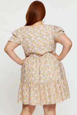 Ditsy Print Smock Dress V-neck Short Sleeve 10 Ditsy Print Smock Dress V-neck Short Sleeve -You And All Fashion Store cdd25237 33lb ditsy prt 5