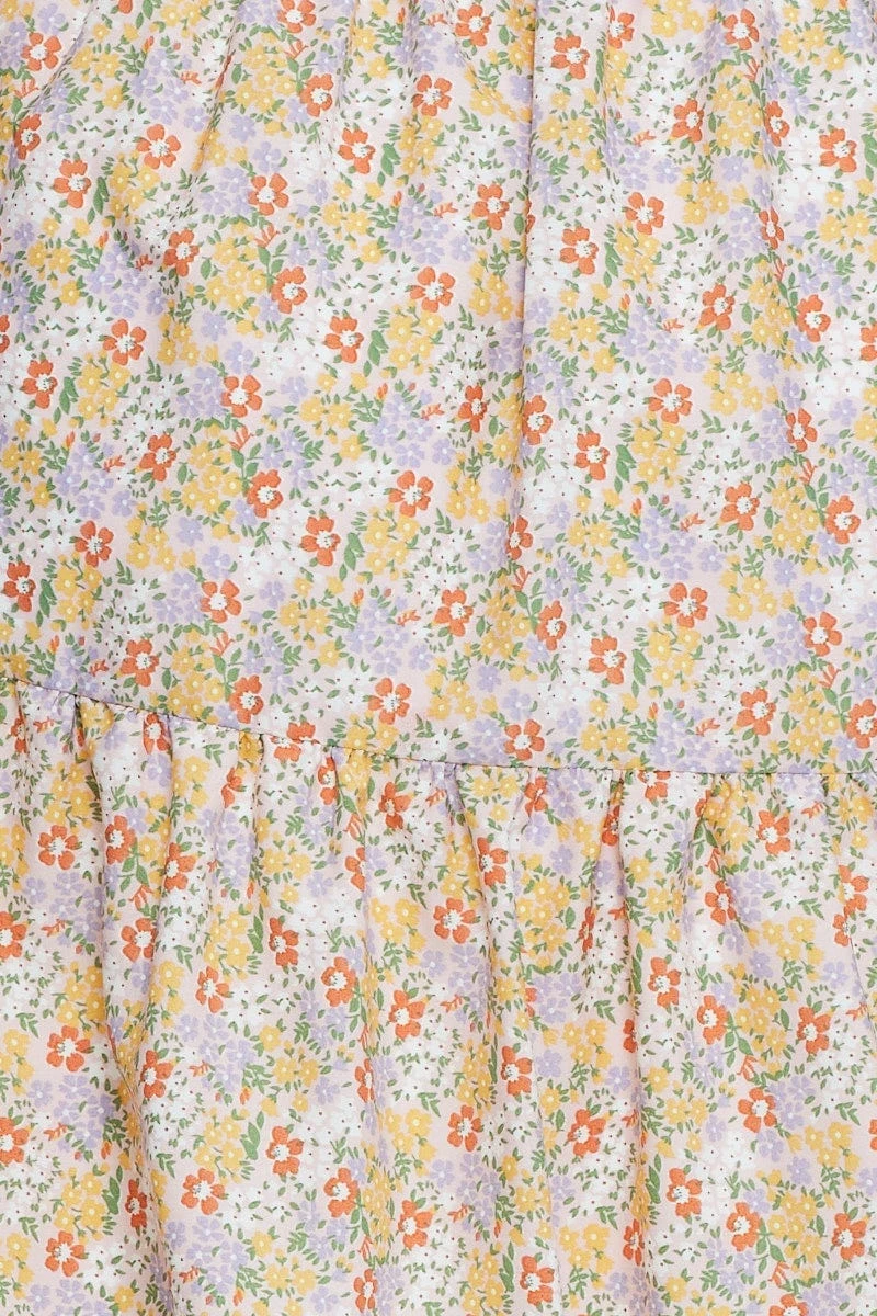 Ditsy Print Smock Dress V-neck Short Sleeve 6 Ditsy Print Smock Dress V-neck Short Sleeve - Image 6