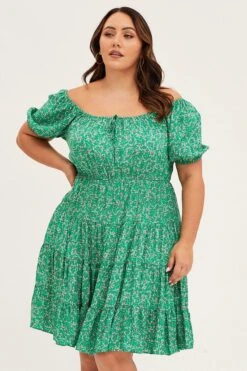 Ditsy Print Short Sleeve Square Neck Ditsy Smock Dress -You And All Fashion Store cdd25264d 33a ditsy print 3