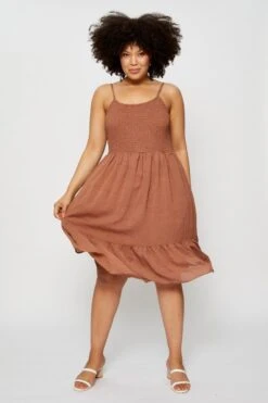 Beige Skater Dress Square Neck Sleeveless Tie -You And All Fashion Store cdd25267 33lb tan 3 1