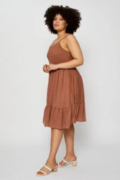 Beige Skater Dress Square Neck Sleeveless Tie -You And All Fashion Store cdd25267 33lb tan 4 1