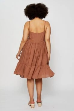 Beige Skater Dress Square Neck Sleeveless Tie -You And All Fashion Store cdd25267 33lb tan 5 1