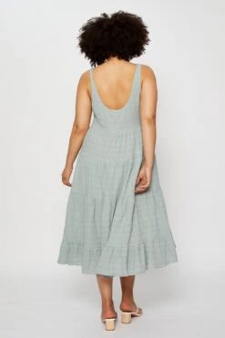 Green Midi Dress Square Neck Sleeveless Button -You And All Fashion Store cdd25283 35lb pistachino 5 1