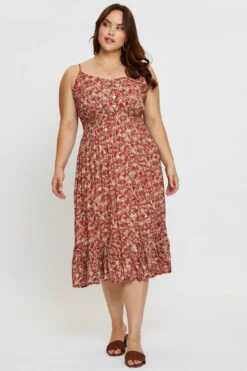 Floral Print Midi Dress V-neck Sleeveless -You And All Fashion Store cdd25301 33lb floral prt 3