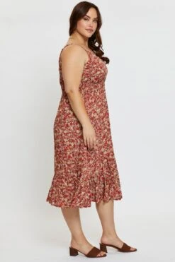 Floral Print Midi Dress V-neck Sleeveless -You And All Fashion Store cdd25301 33lb floral prt 4