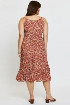 Floral Print Midi Dress V-neck Sleeveless -You And All Fashion Store cdd25301 33lb floral prt 5