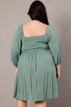 Green Crinkle Ruched Drawstring Mini Dress -You And All Fashion Store cdd25319s 35ab khaki 5